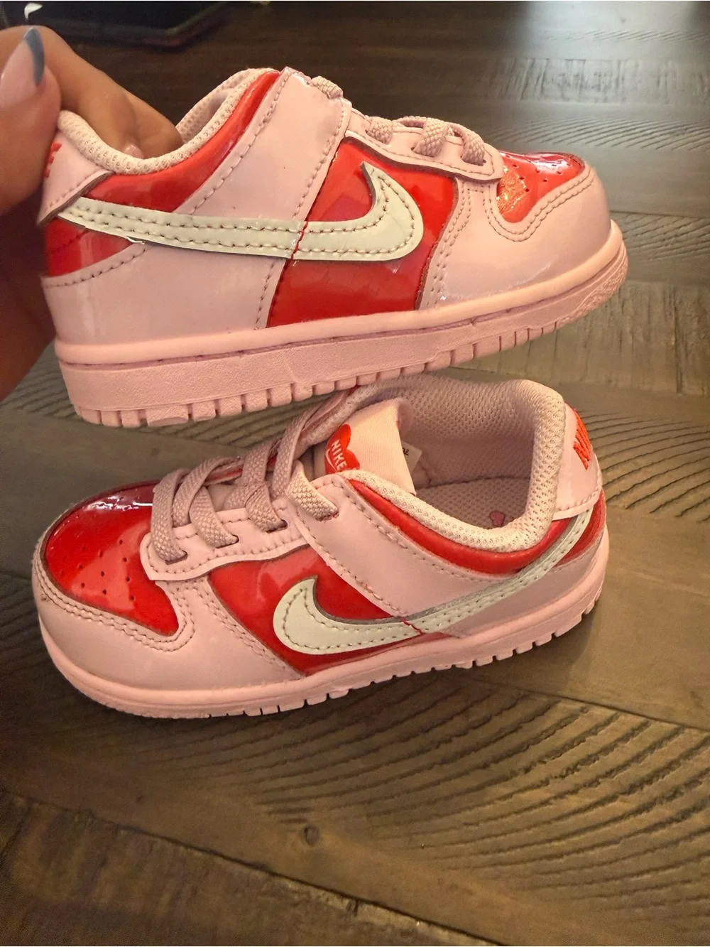 Nike Kids Pink and Red Nike Dunk Low